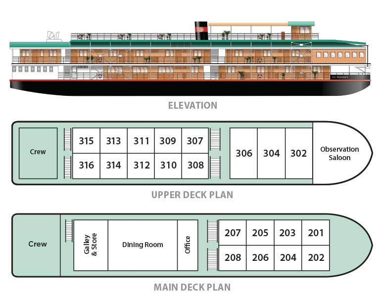RV Pandaw II river cruise deck plans